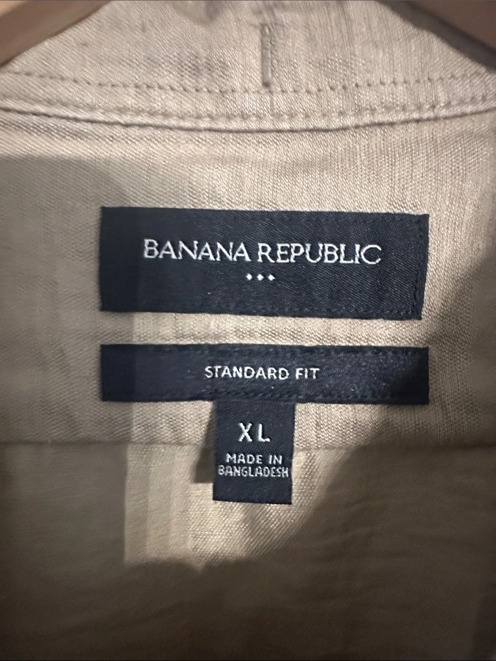 Banana Republic Factory Satin Camp Shirt Linen Blend XL Tan SP24